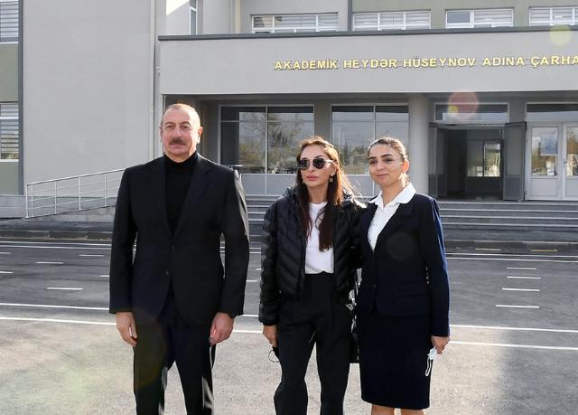 Ilham Aliyev and First Lady Mehriban Aliyeva attended opening of new building of Jarhan village secondary school +PHOTO=18