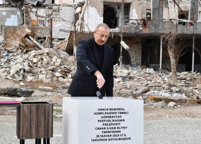 Ilham Aliyev laid foundation stone for Ganja Memorial Complex +PHOTO=9