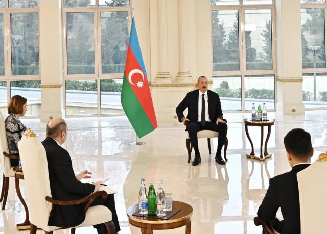 Ilham Aliyev was interviewed by local TV channels +PHOTO=4